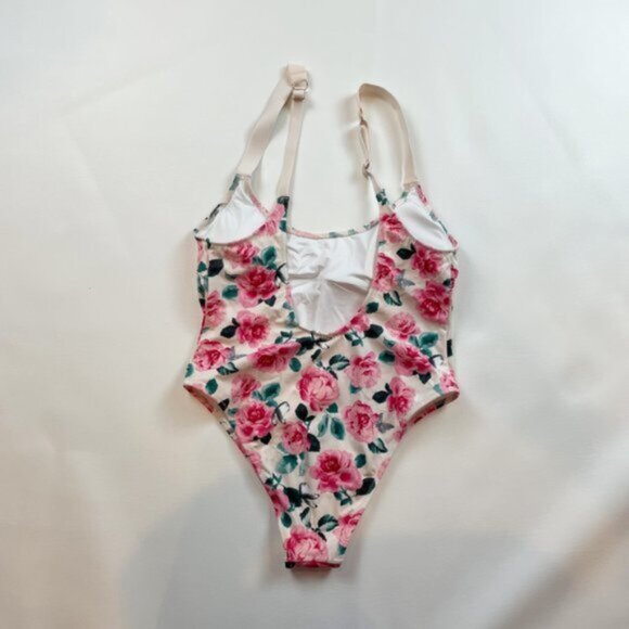 NWOT Victoria's Secret Swimsuit M One Piece Roses Shine Straps Logo Bling - Picture 3 of 5